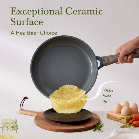 22Pcs Pots and Pans Set Non Stick Non-Toxic Ceramic Cookware Sets Nonstick Kitchen Pot and Pan Set With Lid Gray Granite Induction Compatible with Glass Lids 10" Griddles Frying Pan PFOA/PFOS-Free