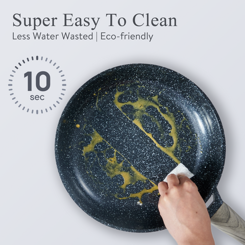 Ceramic Cookware Set 22 Piece Nonstick Pots and Pans Set Non Stick Kitchen Cooking Sets 8"Frying Pans with Lid,Black Granite Non-Toxic Induction Kitchen Cookware w/Glass Lids PFOS/PFOA-Free