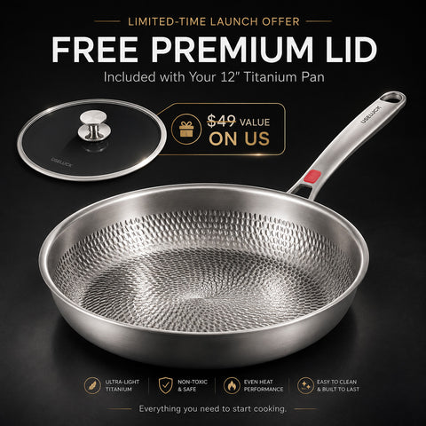 USELUCK 12" Titanium Fry Pan Set with Lid