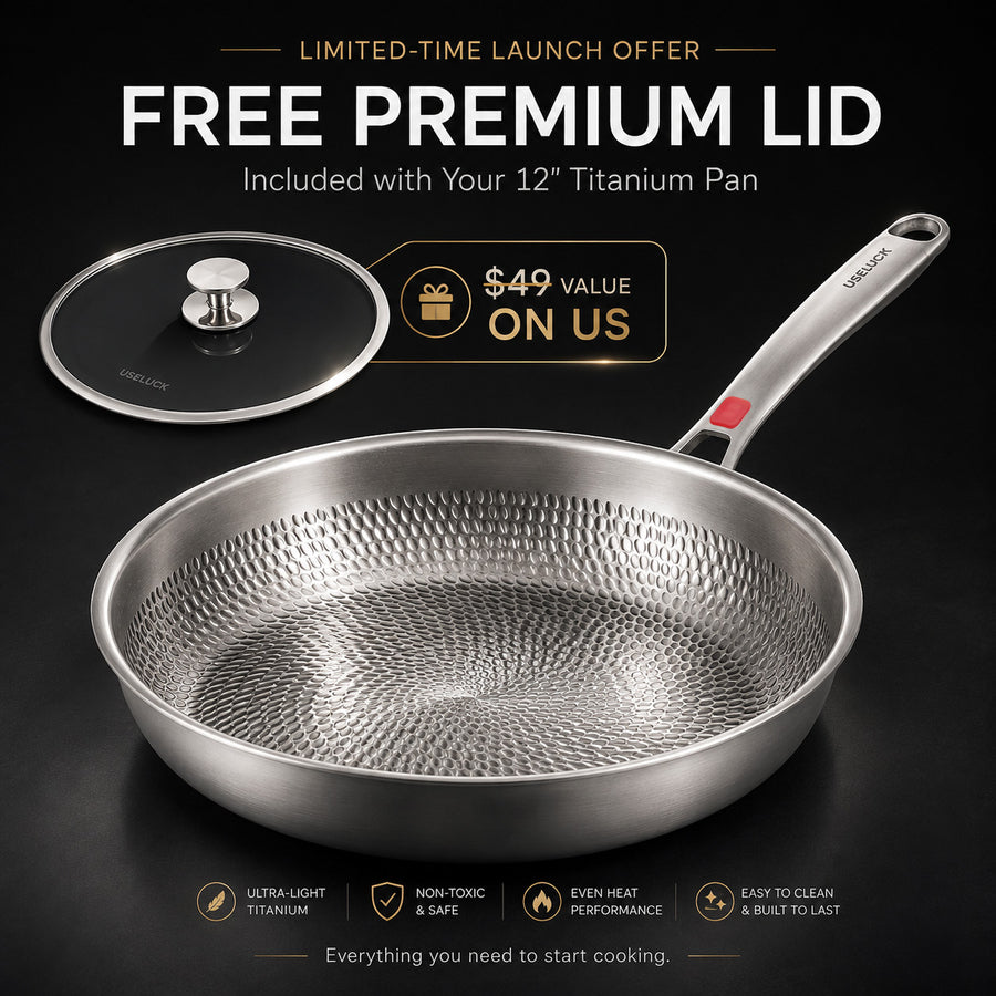 USELUCK 12" Titanium Fry Pan Set with Lid