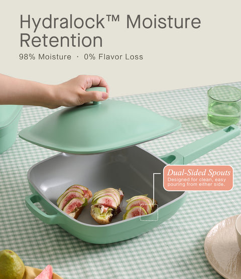 Titanium Ceramic Nonstick Frying Pan|PFAS & PFOA Free|With Wooden Spatula & Loofah Scrubber|Eco-Friendly Cookware Set