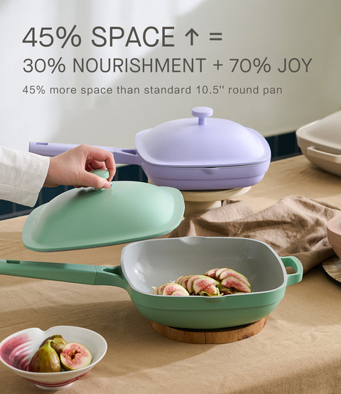 Titanium Ceramic Nonstick Frying Pan|PFAS & PFOA Free|With Wooden Spatula & Loofah Scrubber|Eco-Friendly Cookware Set