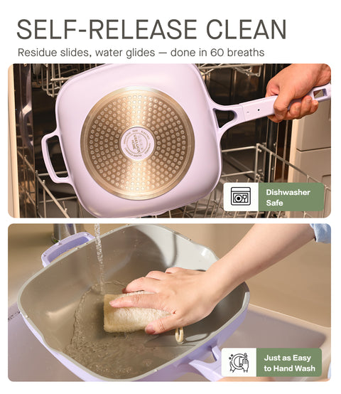 Titanium Ceramic Nonstick Frying Pan|PFAS & PFOA Free|With Wooden Spatula & Loofah Scrubber|Eco-Friendly Cookware Set