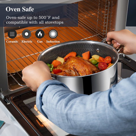 USELUCK 9Pcs Hybrid non stick Pots Set, 1.5, 2, and 5.2-Quart Pots with Lids,Dishwasher and Oven Safe, Stay-Cool Handles, Compatible with All Cooktops - USELUCK-Cookware: Healthy Non-Stick Pots and Pans