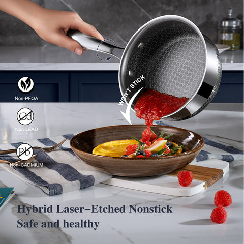 USELUCK 9Pcs Hybrid non stick Pots Set, 1.5, 2, and 5.2-Quart Pots with Lids,Dishwasher and Oven Safe, Stay-Cool Handles, Compatible with All Cooktops - USELUCK-Cookware: Healthy Non-Stick Pots and Pans