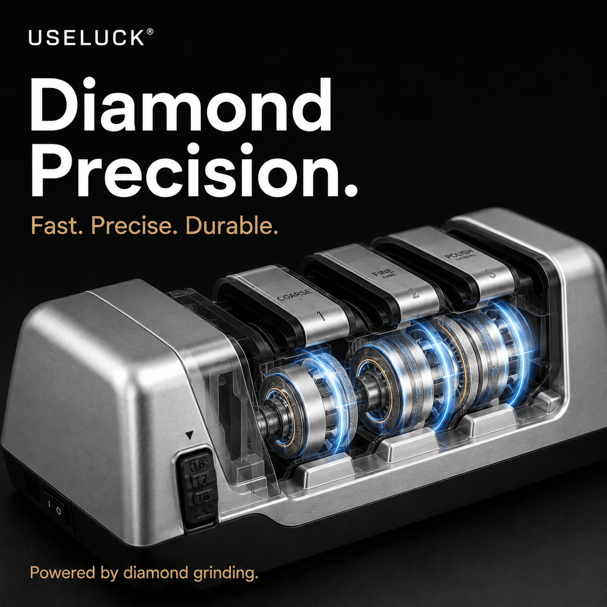 USELUCK 3-Stage Electric Knife & Scissor Sharpener - USELUCK-Cookware