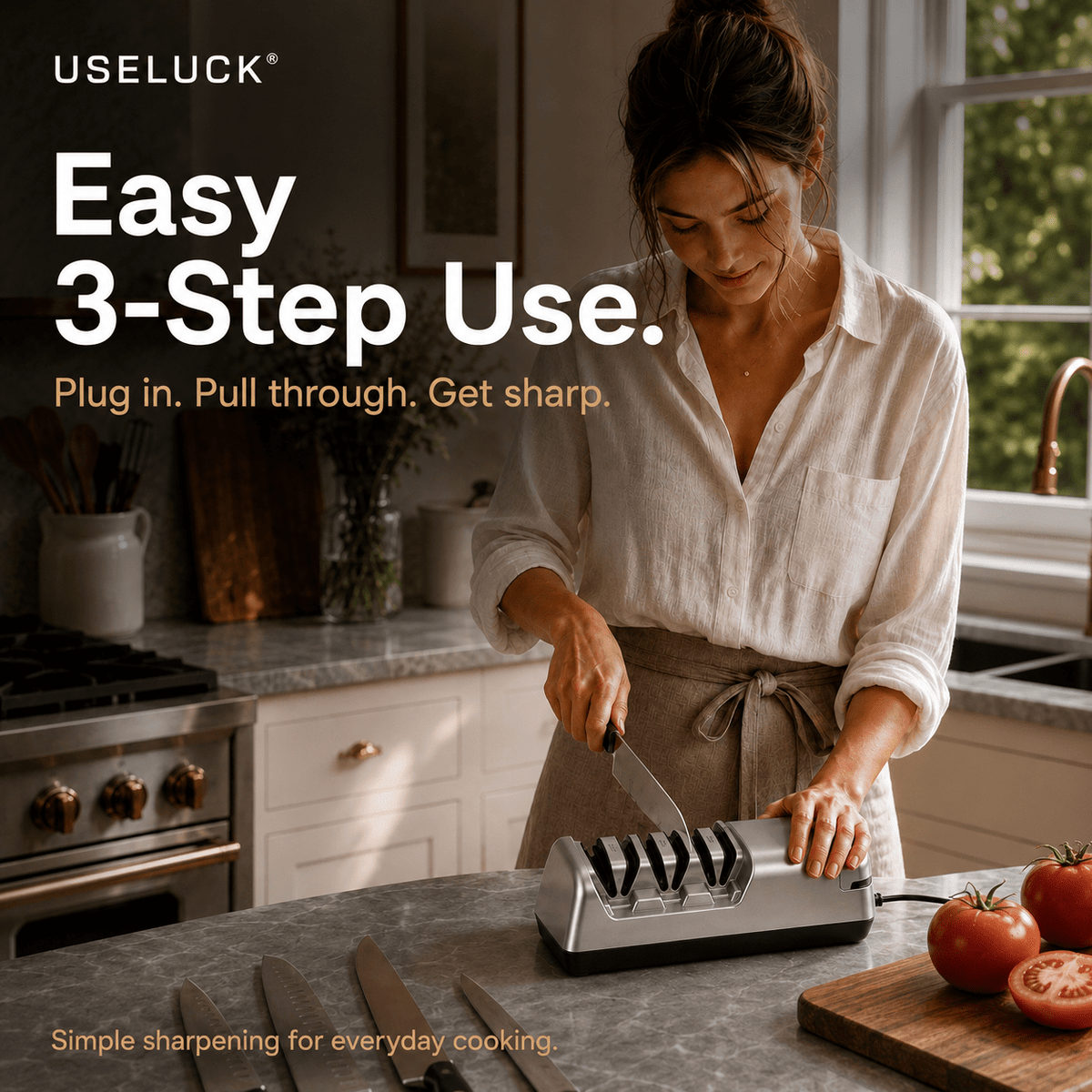 USELUCK 3-Stage Electric Knife & Scissor Sharpener - USELUCK-Cookware