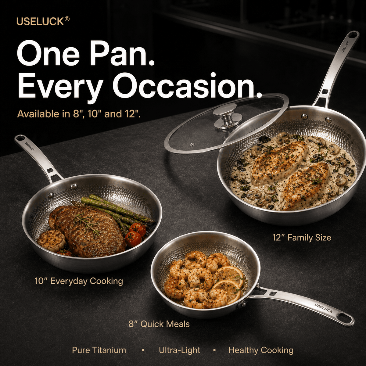 Everyday 3-Pan Titanium Set - USELUCK-Cookware