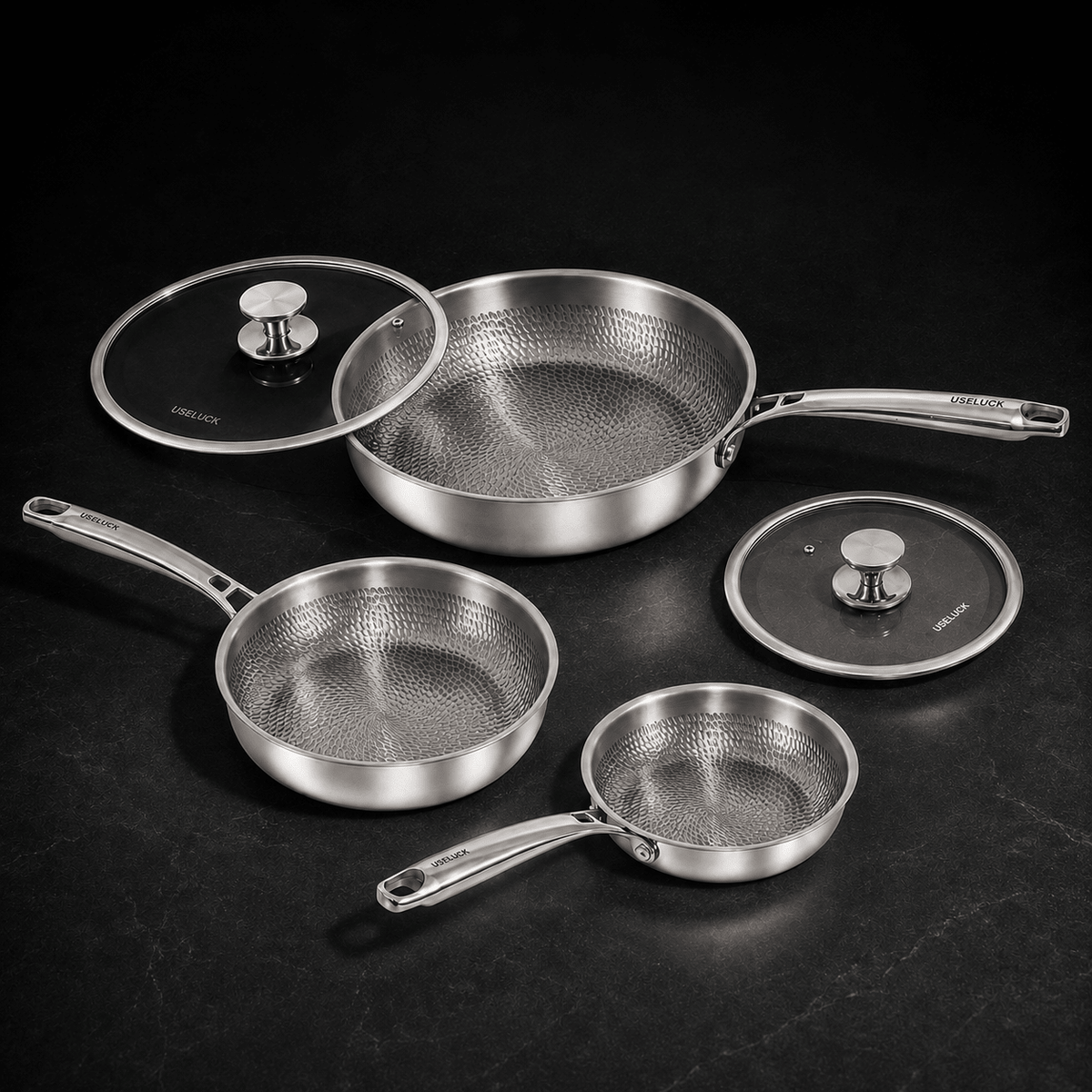 Everyday 3-Pan Titanium Set - USELUCK-Cookware