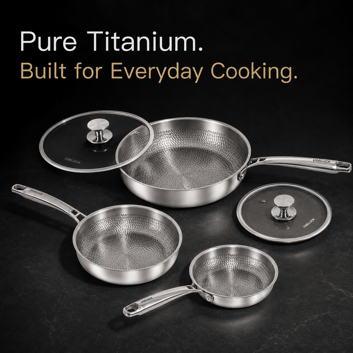 Everyday 3-Pan Titanium Set - USELUCK-Cookware