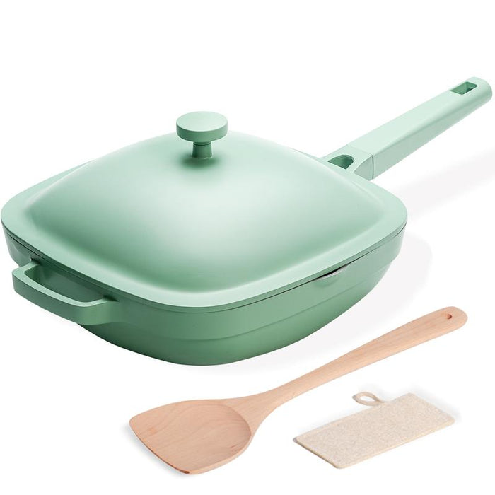 Titanium Ceramic Nonstick Frying Pan|PFAS & PFOA Free|With Wooden Spatula & Loofah Scrubber|Eco-Friendly Cookware Set