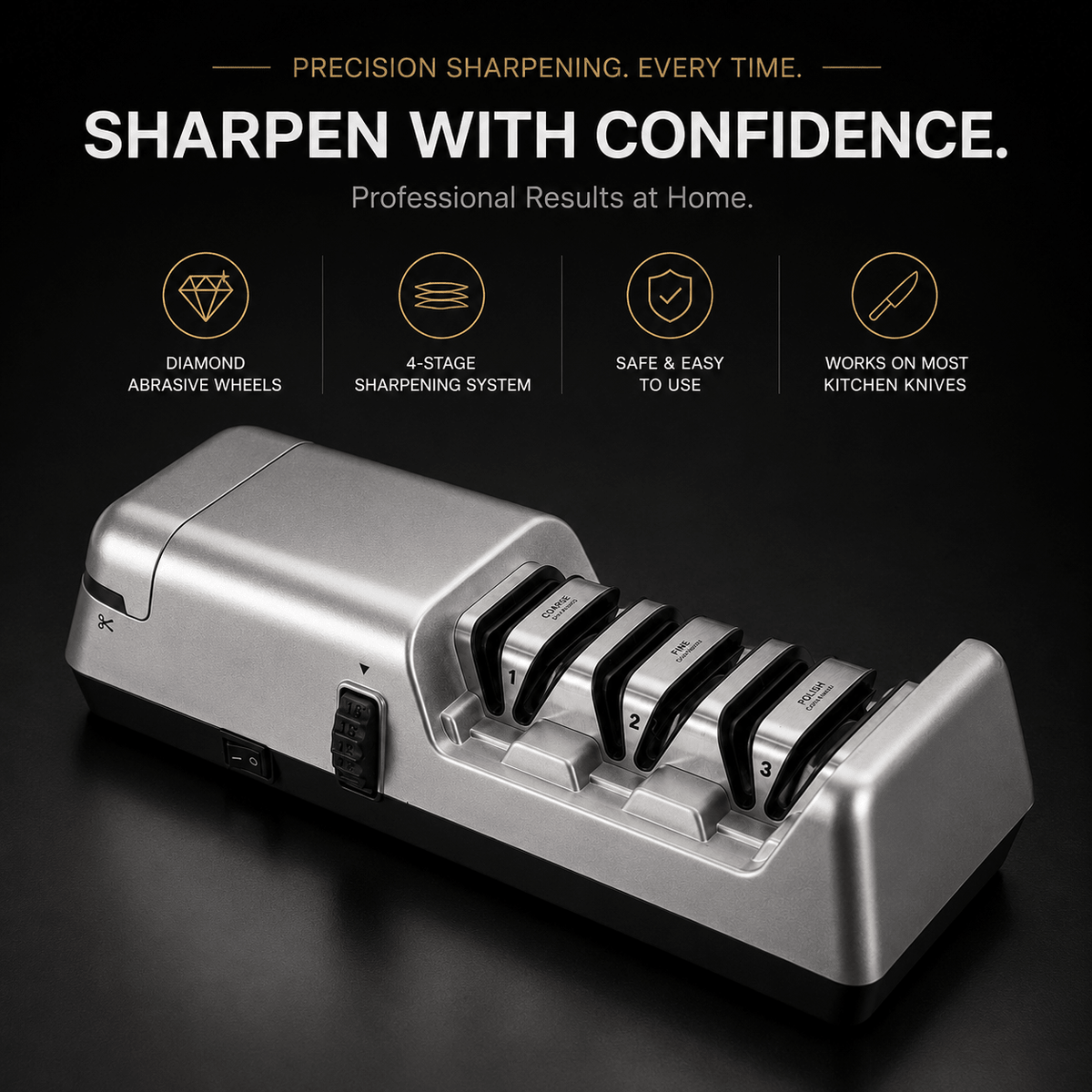 USELUCK 3-Stage Electric Knife & Scissor Sharpener - USELUCK-Cookware